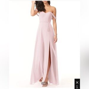 Azazie Aaron Blushing Pink Bridesmaid Dress Off Shoulder
